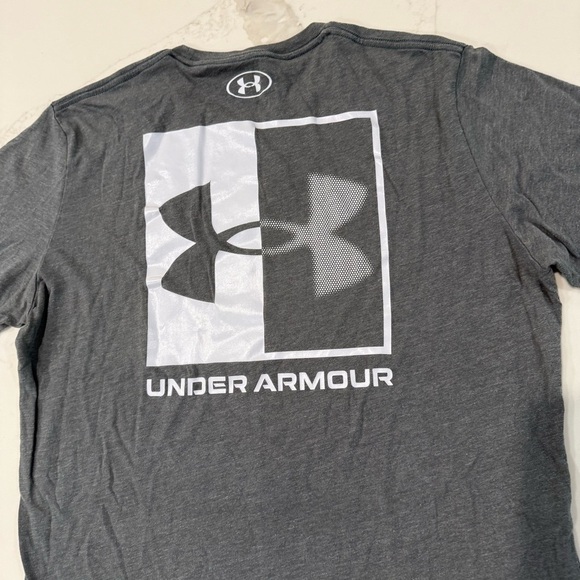 Under Armour Box Logo Graphic Short Sleeve T Shirt Mens Size Large LooseFit Gray - Picture 5 of 6